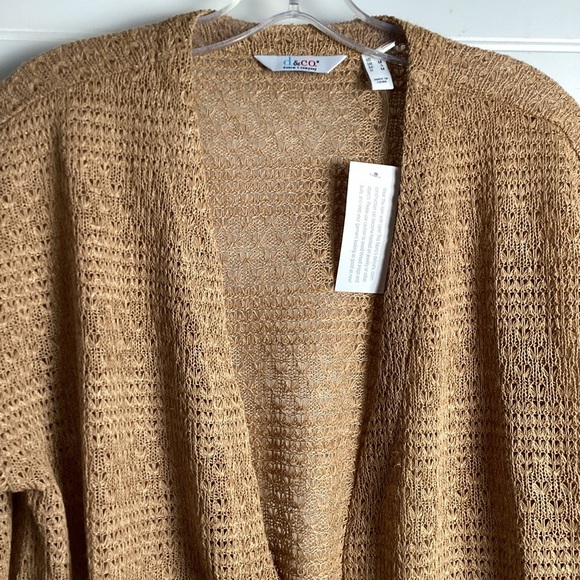 D&CO NWT Open front Knit Cardigan Size Small green/ Tan. - Picture 9 of 14
